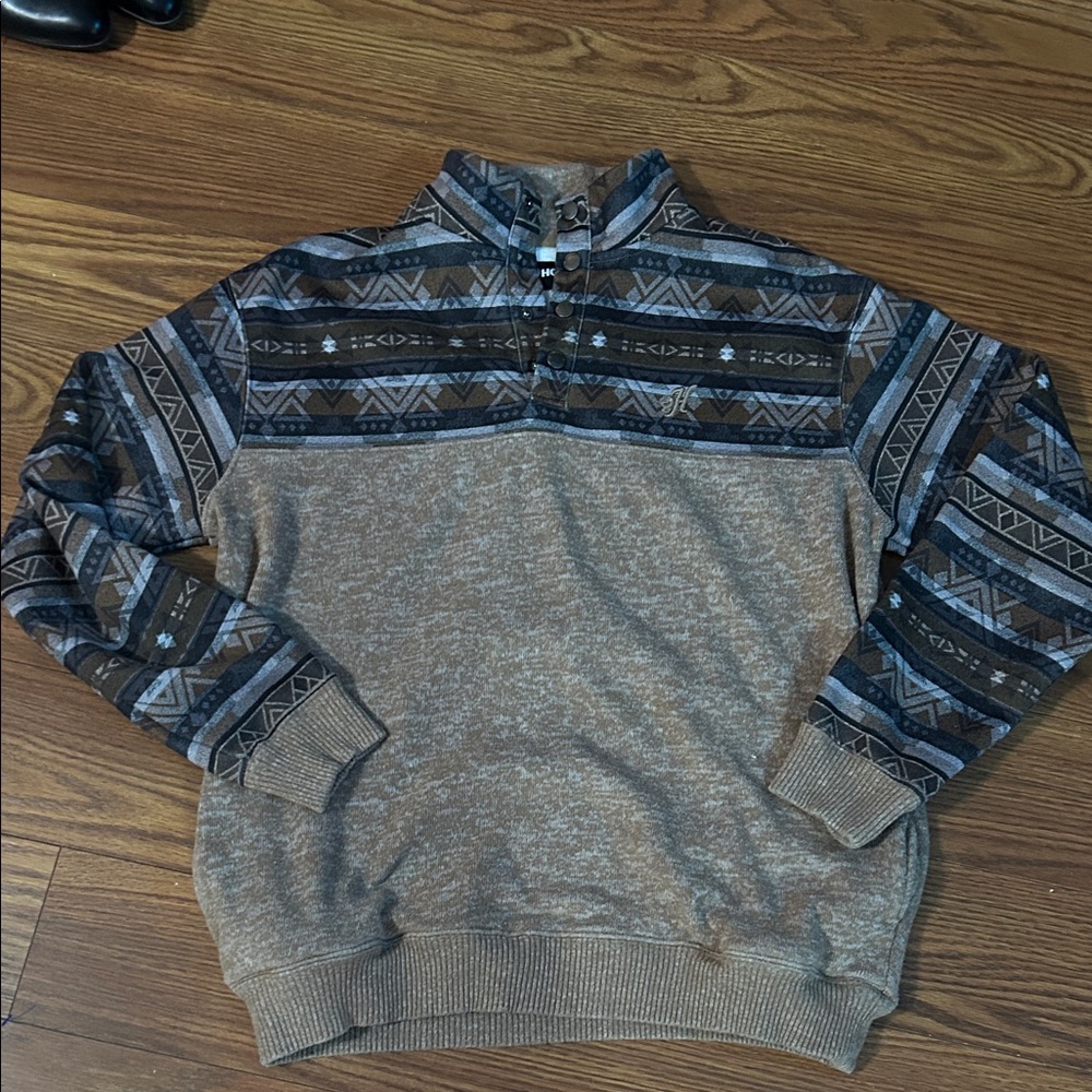 Hooey Stevie Quarter Snap Aztec Tan Pullover Southwestern Men’s Small